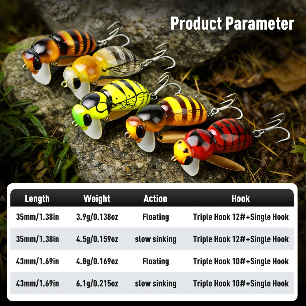 Kingdom Wasp Minnow Lure Floating Wobblers With Spinner