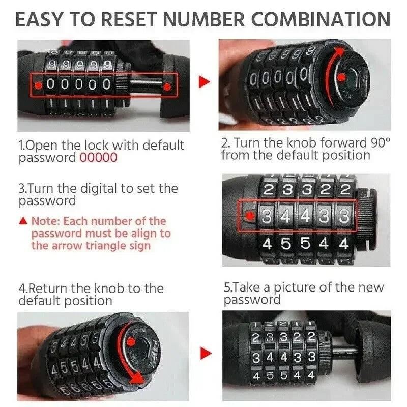 Freego 5 Digit Combination Bicycle Lock For Enhanced Security