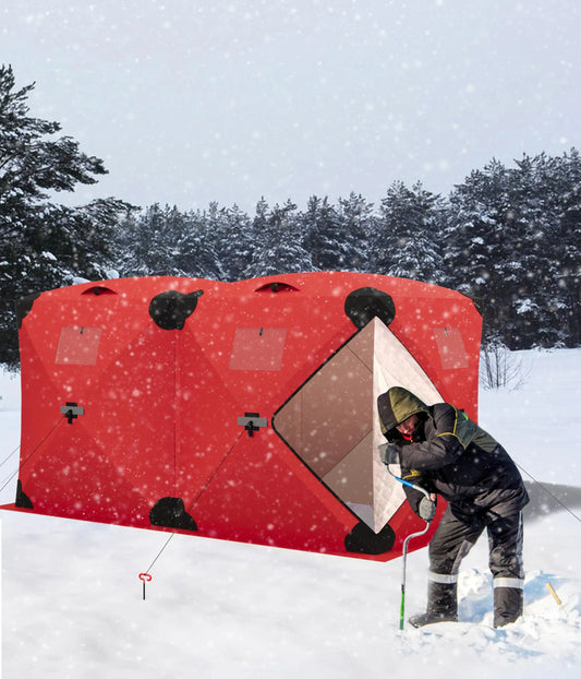 Pop Up Ice Fishing Tent Insulated Shelter Hub Style Windproof