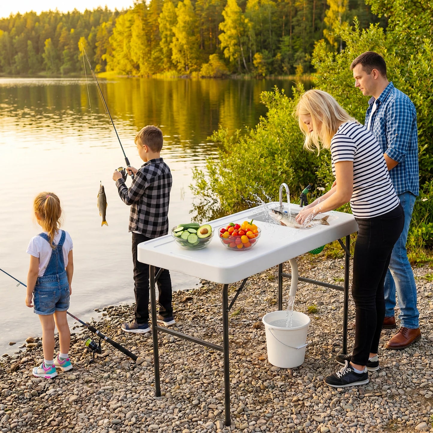 Folding Fish Cleaning Table With Sink Portable Outdoor Fillet Station