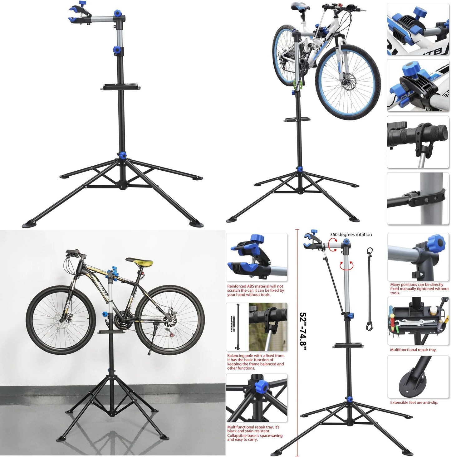 Bike Repair Stand Height Adjustable Bicycle Workshop Stand With Tray