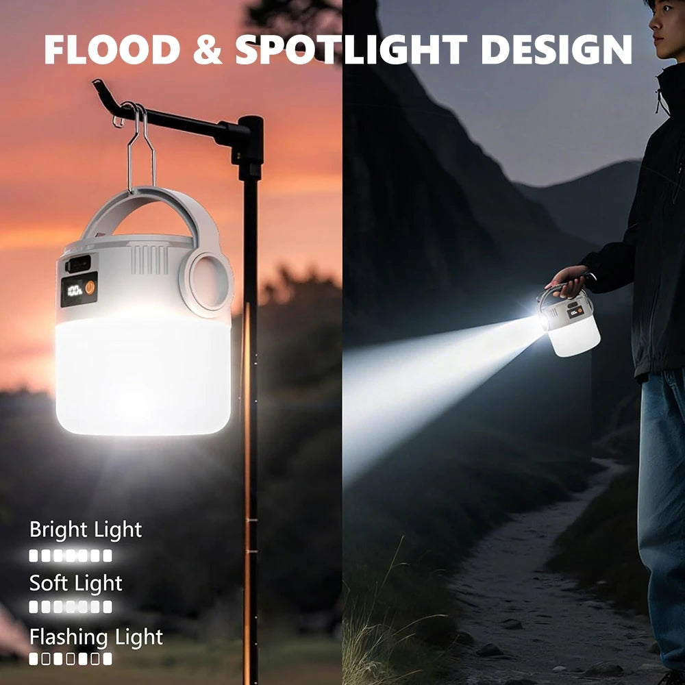 Solar Camping Lantern USB Rechargeable 2 Lamp 4 Modes Emergency Light