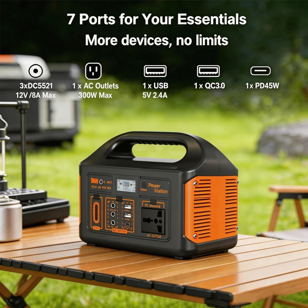 GaiaRay Portable Solar Generator 460.8Wh LiFePO4 Battery Power Station 110V