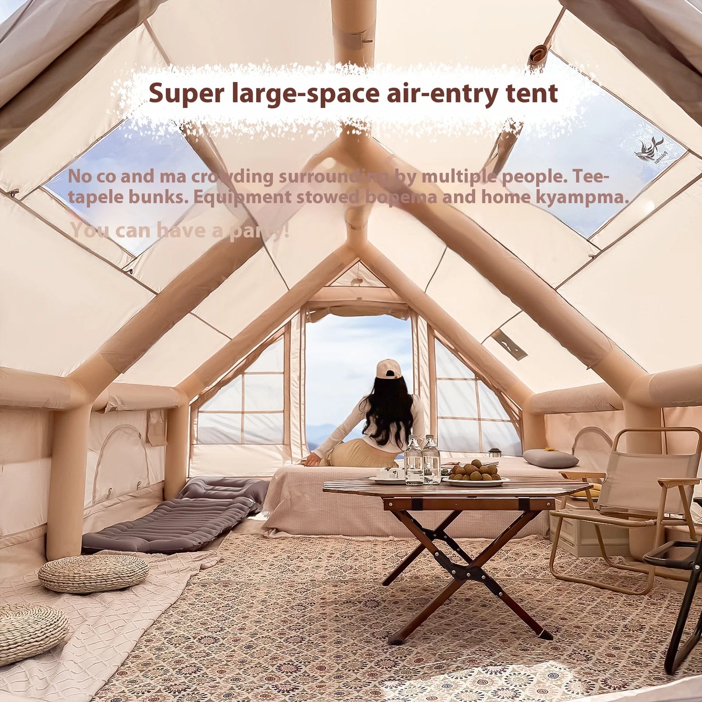 Pakicetus Inflatable Camping Tents With Stove Plug For Families