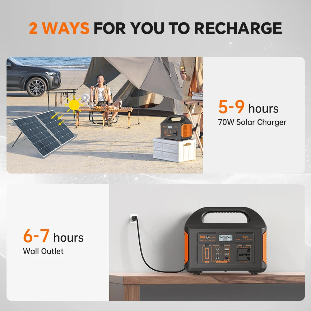 GaiaRay Portable Solar Generator 460.8Wh LiFePO4 Battery Power Station 110V