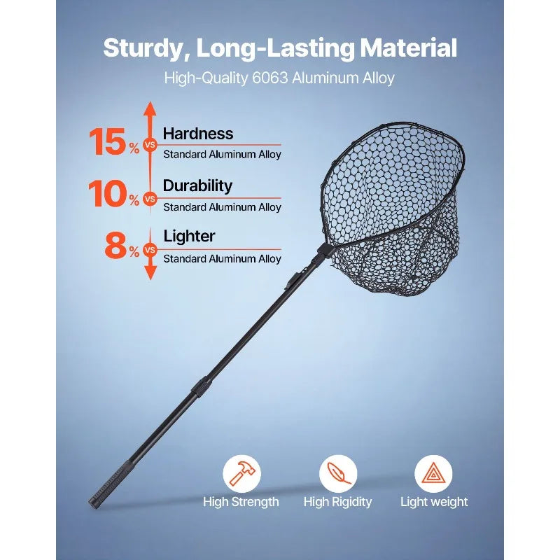 Foldable Landing Net With Telescopic Handle And Aluminum Frame