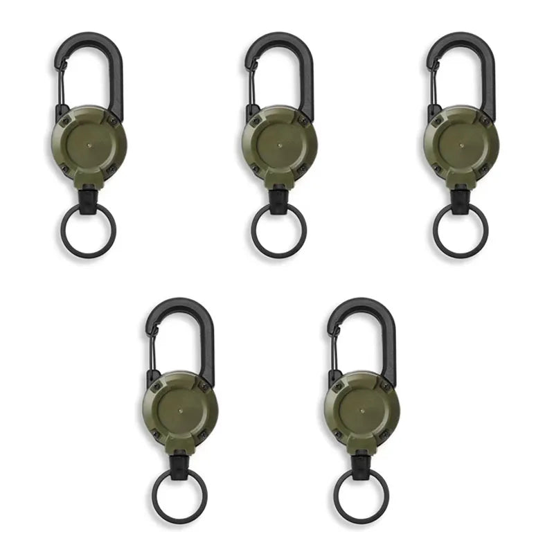 Retractable Heavy Duty Carabiner With Steel Wire Rope Keychain Tool