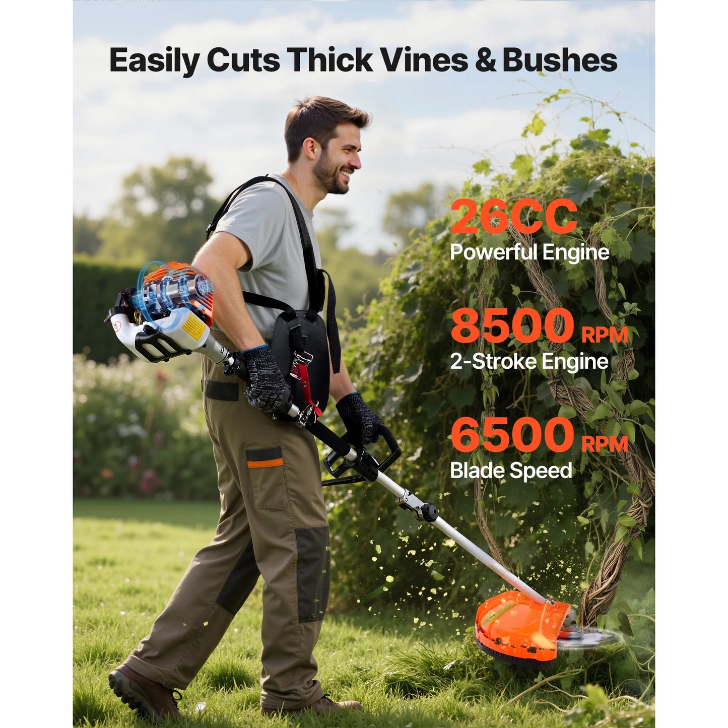 SucceBuy Gas Hedge Trimmer 2 Cycle Power Handheld Tool Set