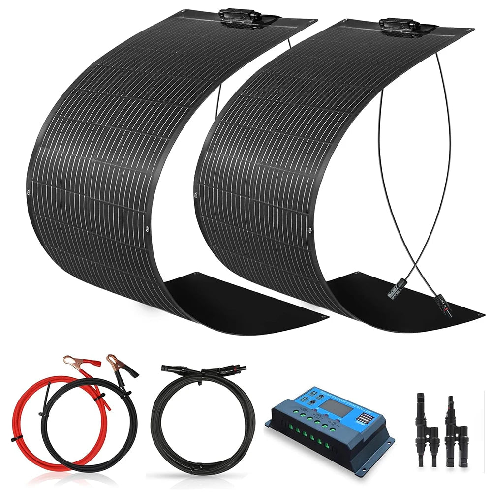 WUZECK 200W Flexible Solar Panel Kit With 12V/24V Controller