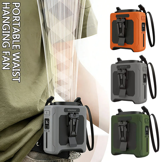 Portable 10000mAh Mini Waist Fan Wearable USB Rechargeable Five Speed
