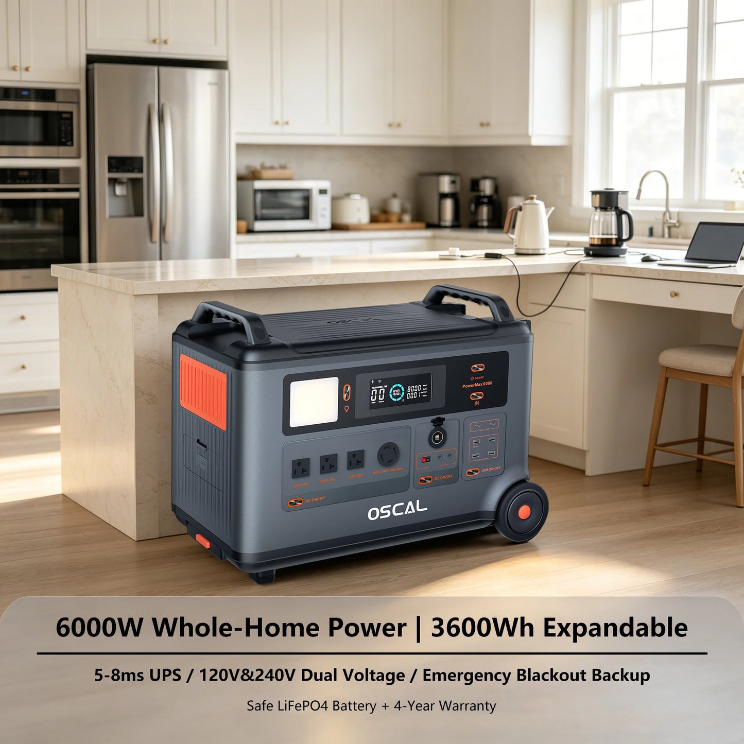 OSCAL PowerMax 6000 Home Power Station LiFePO4 Battery