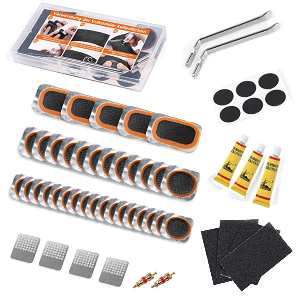 Bike Tire Repair Kit With Vulcanizing Glue Patches For Tubes