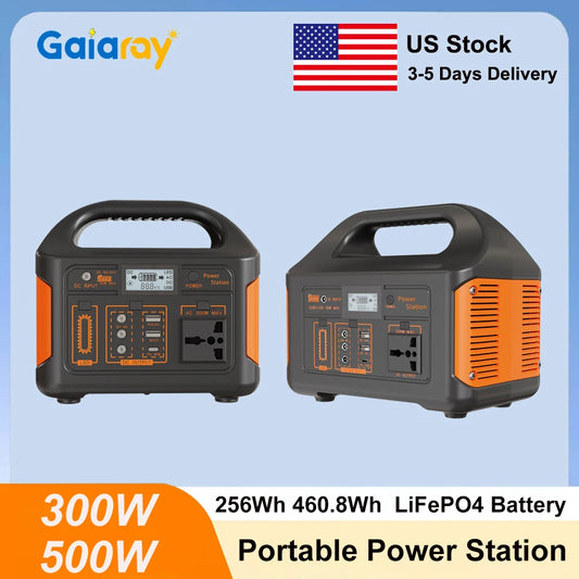 GaiaRay 500W Portable Power Station 460.8Wh LiFePO4 110V Solar Generator