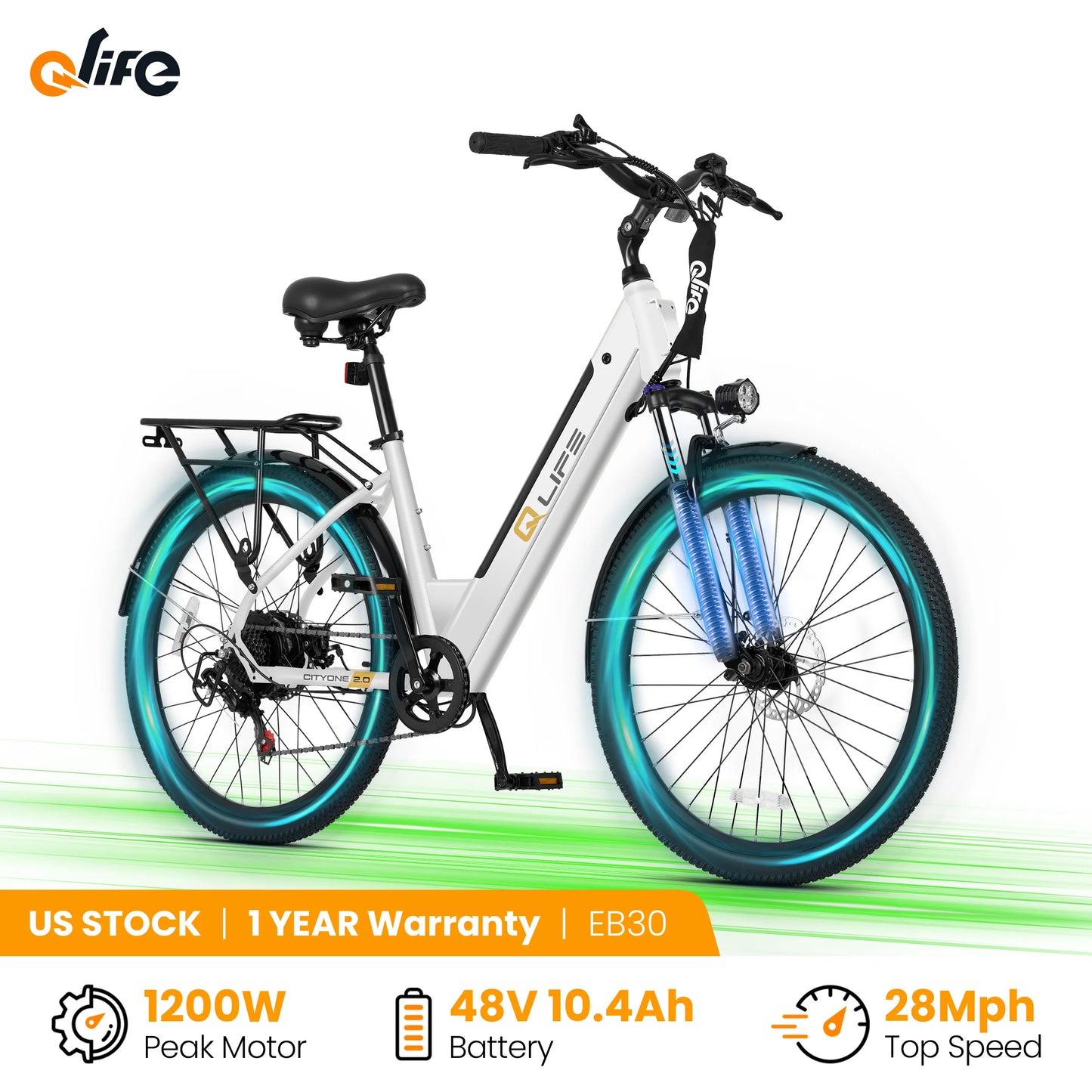 Qlife Cityone 2.0 Electric Bike For Adults With Front Suspension