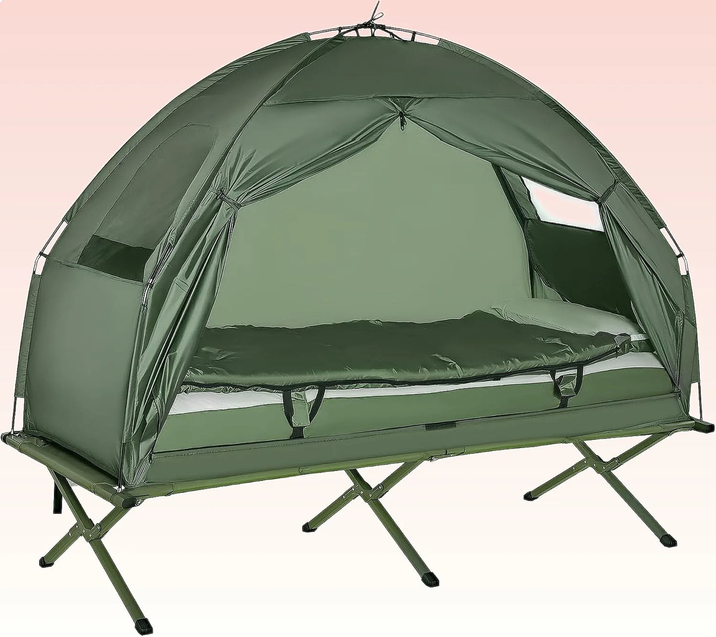 6-In-1 Folding Camping Cot Tent With Mattress And Sleeping Bag