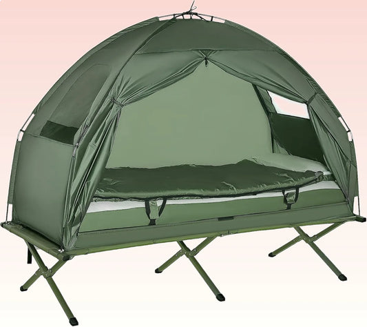 6-In-1 Folding Camping Cot Tent With Mattress And Sleeping Bag