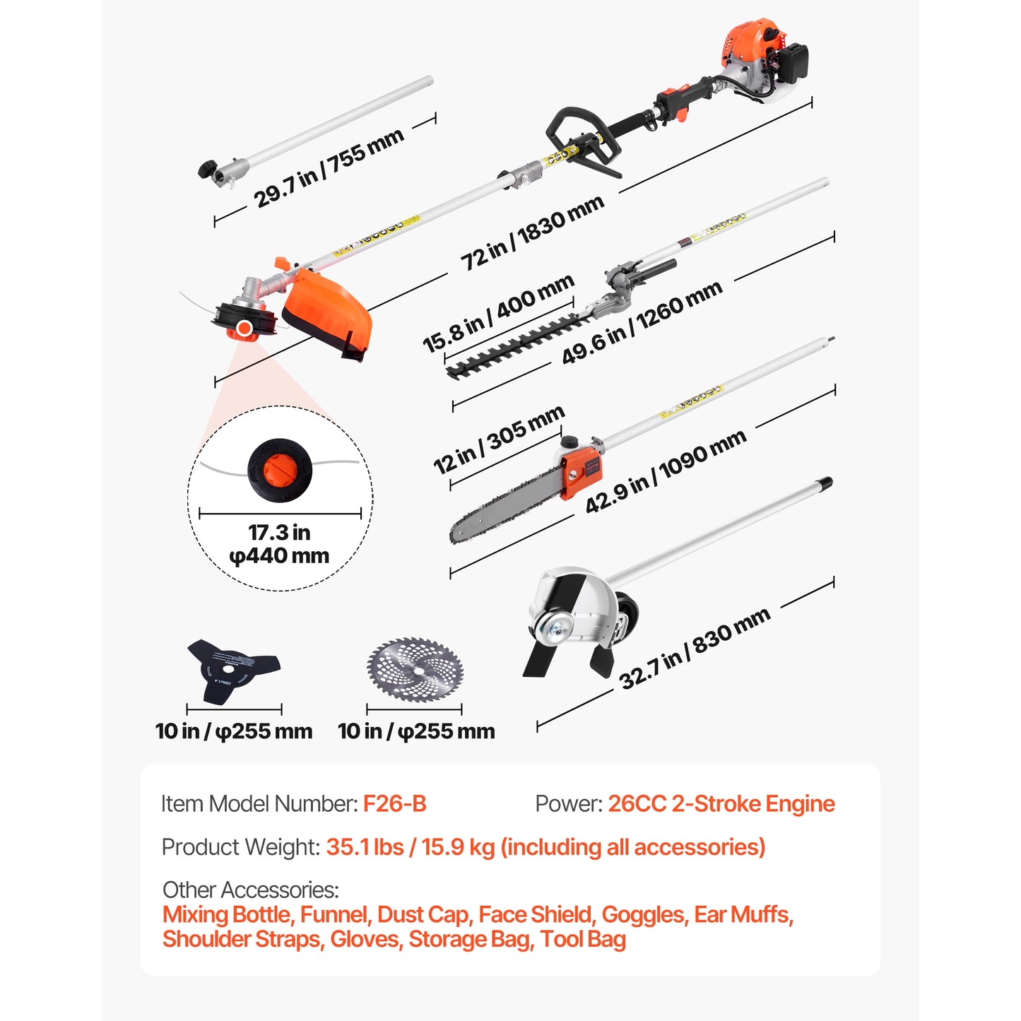 SucceBuy Gas Hedge Trimmer 2 Cycle Power Handheld Tool Set