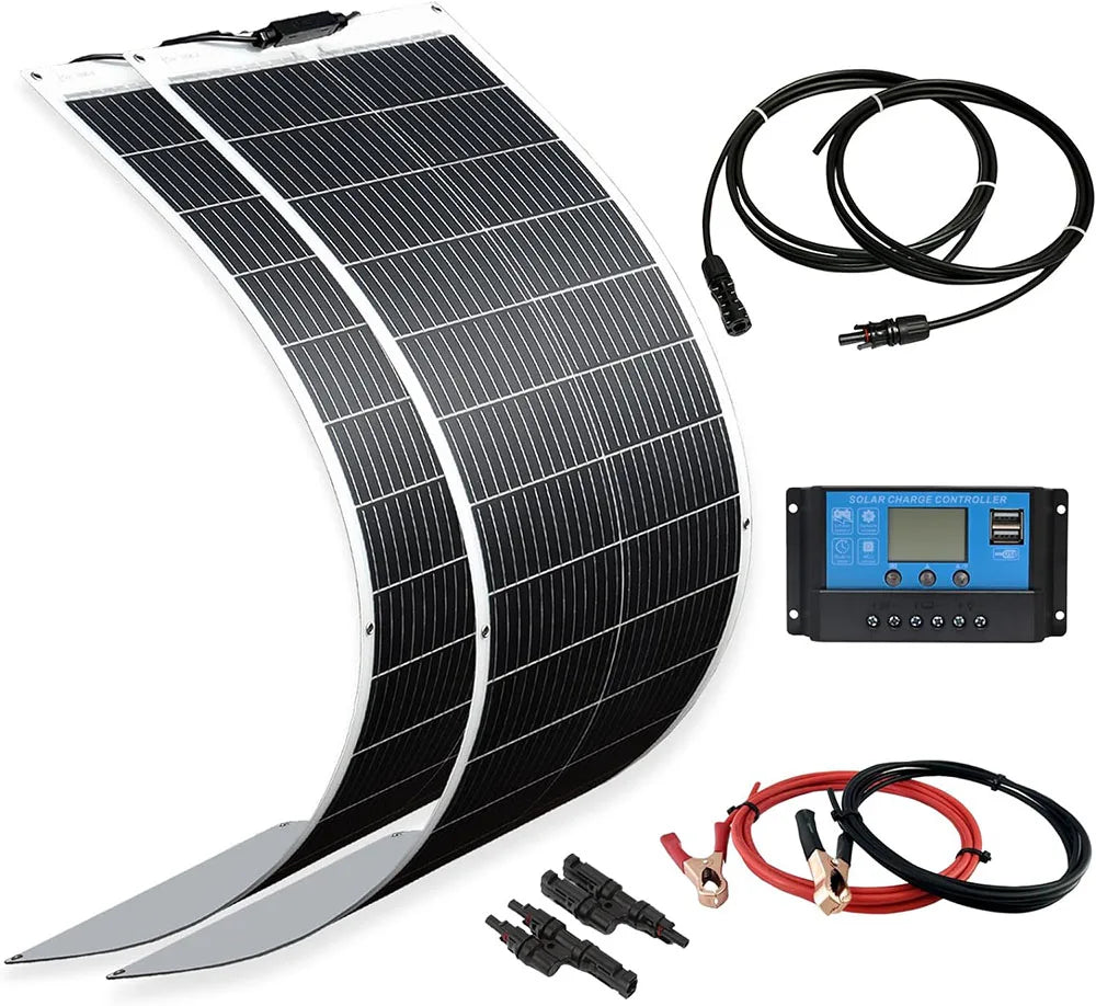 WUZECK 200W Flexible Solar Panel Kit With 12V/24V Controller
