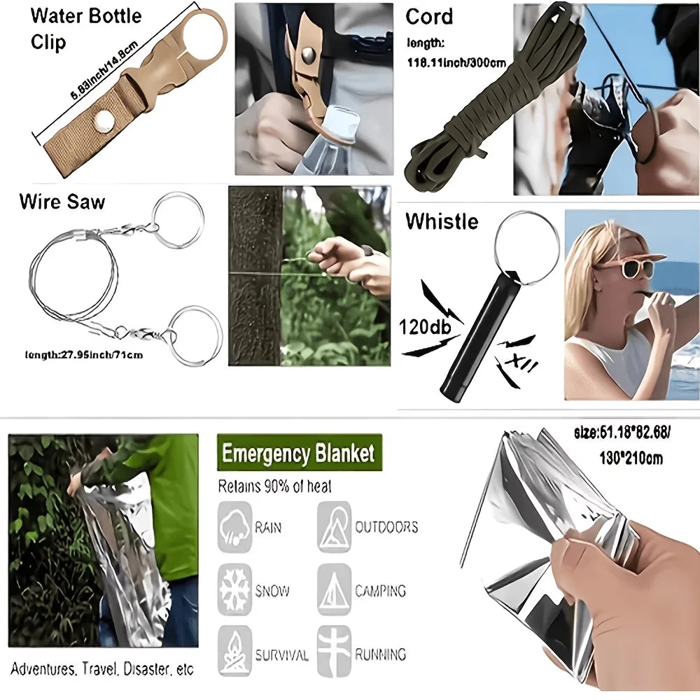 Multifunctional Tool Backpack Survival Kit With MOLLE Pouches For Outdoors