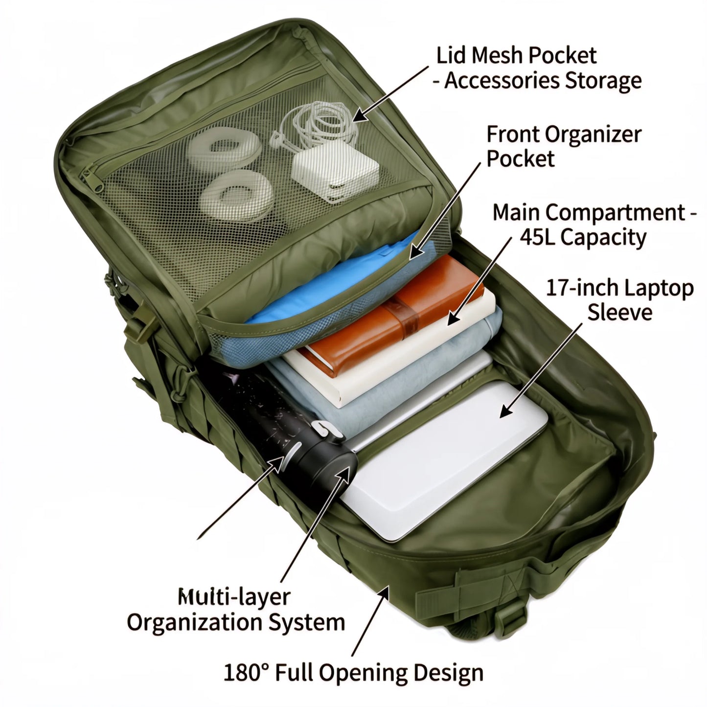 ReFire Gear Tactical Backpack Molle Large Capacity Travel Daypack