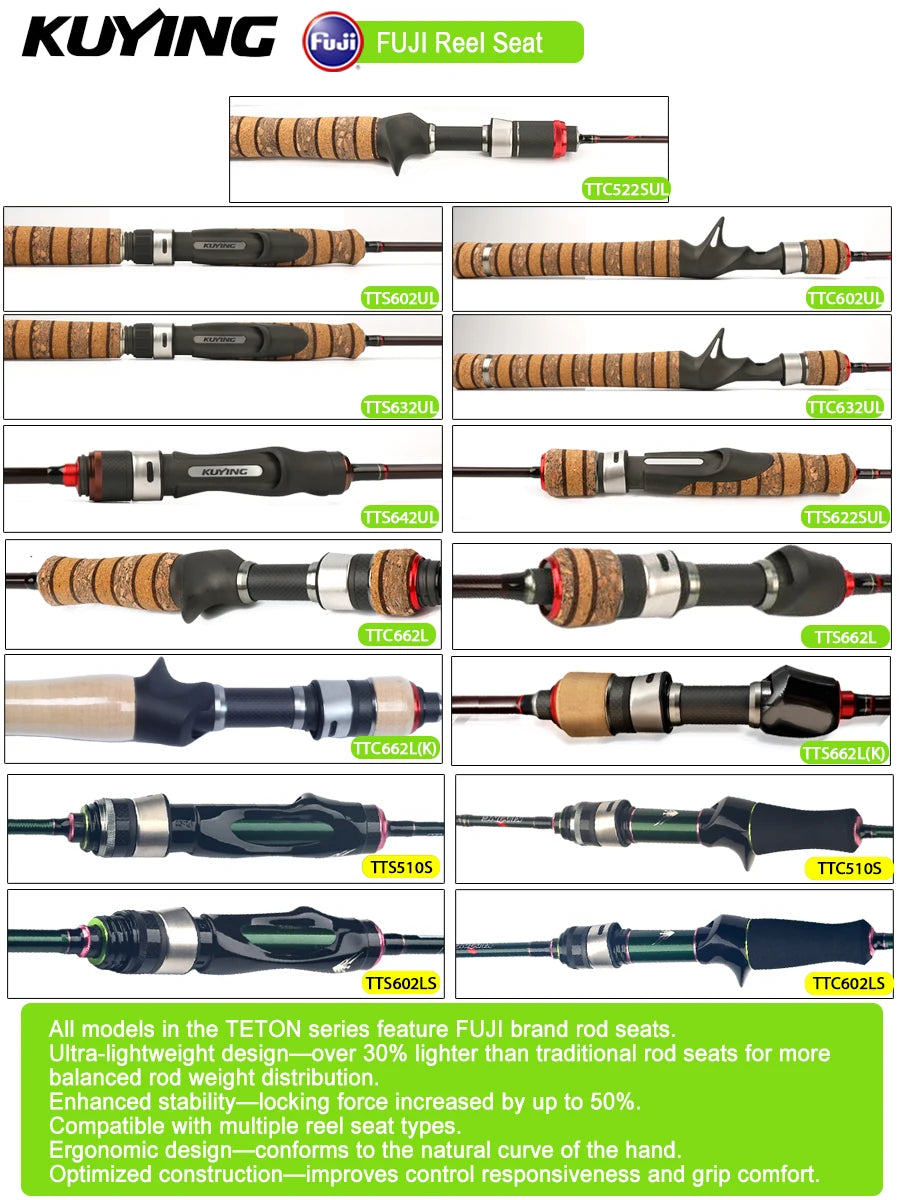 KUYING TETON Spinning Casting Rod For Fishing Lure BFS Pole