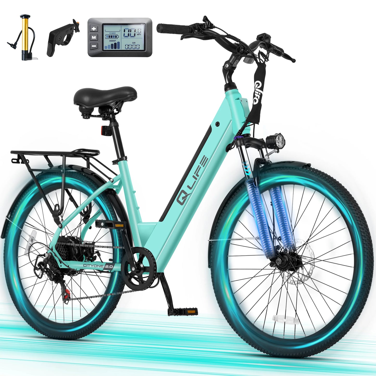 Qlife Cityone 2.0 Electric Bike For Adults With Front Suspension