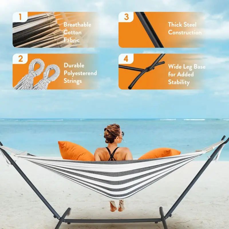 GYROOR Adjustable Stand Hammock With Steel Frame And Storage Bag