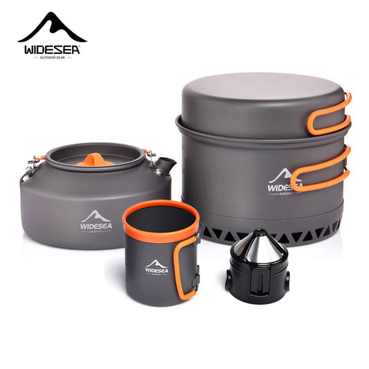 Widesea Outdoor Camping Cookware Set With Pots Kettle Cups