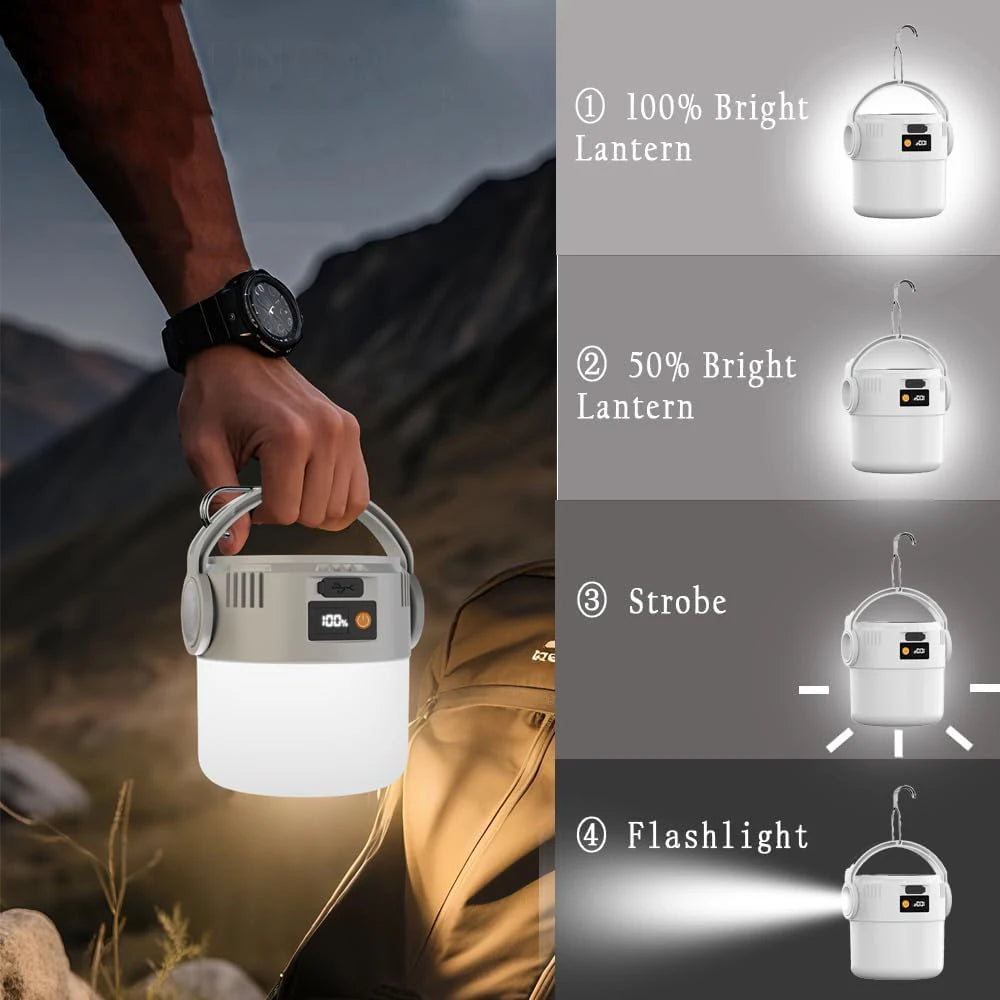 Solar Camping Lantern USB Rechargeable 2 Lamp 4 Modes Emergency Light