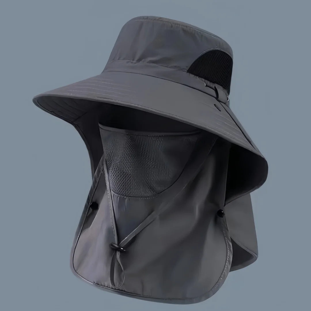 Wide Brim Sun Hat With Detachable Face Mask UPF 50
