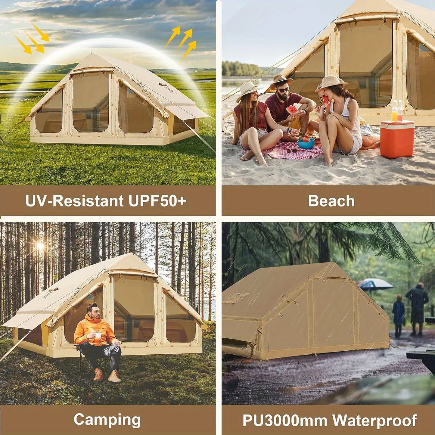 Inflatable Camping Tent Quick Setup With Stove Jack