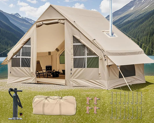 Inflatable Camping Tent Quick Setup With Stove Jack