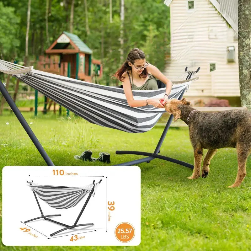 GYROOR Adjustable Stand Hammock With Steel Frame And Storage Bag