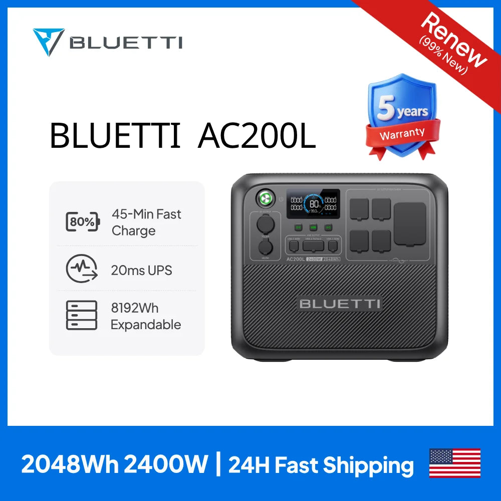BLUETTI AC200L Portable Power Station 2048Wh Solar Generator