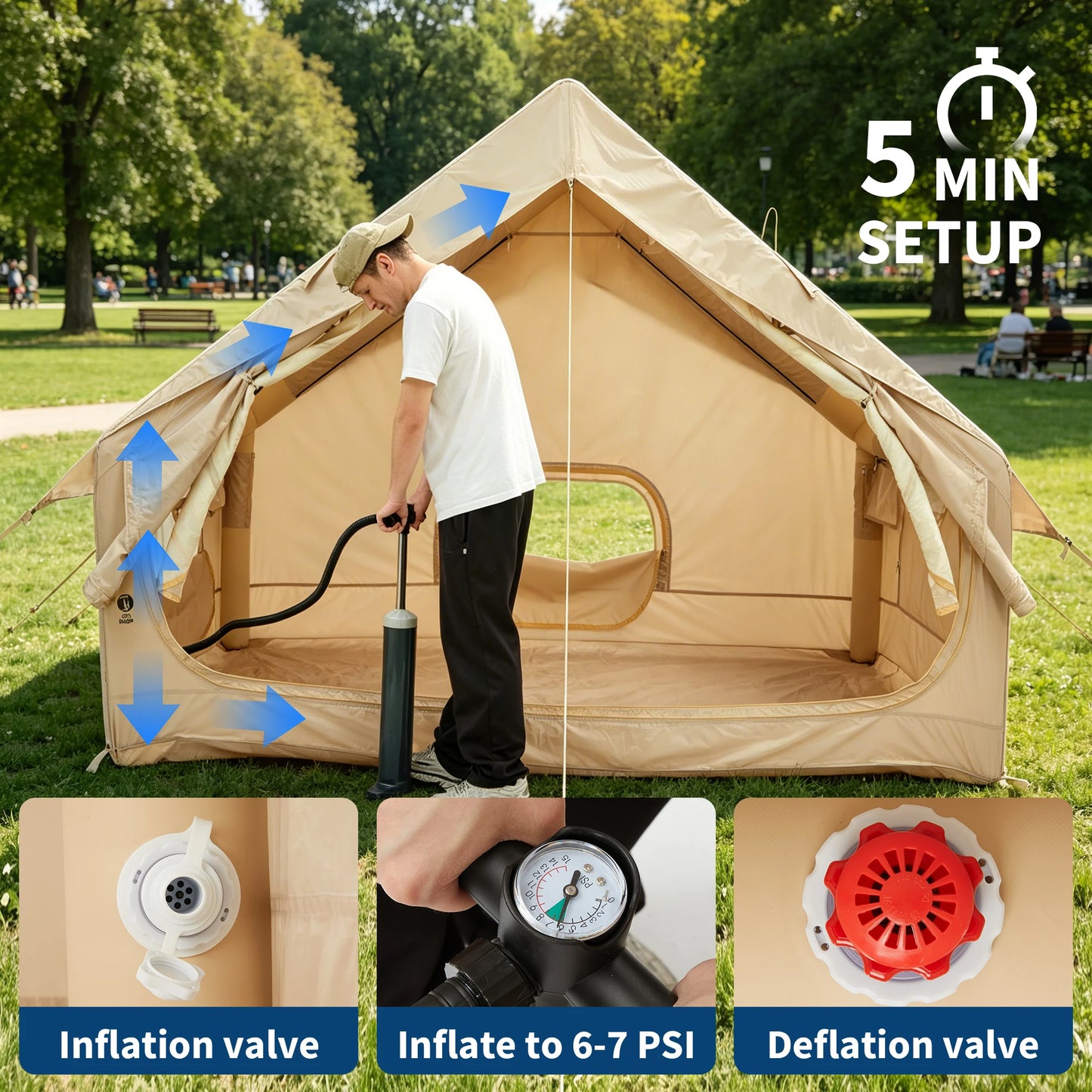 Spacious Waterproof Inflatable Camping Tent Easy Setup Outdoor Use