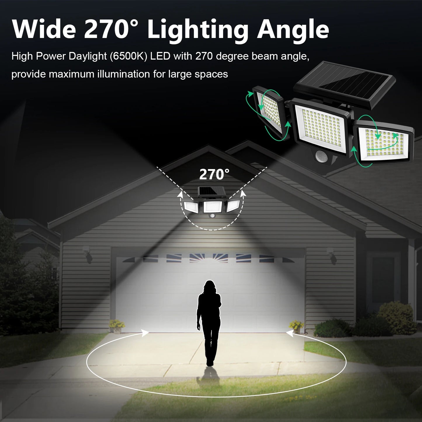 SZRSTH 3-Head Solar Motion Sensor Outdoor Light With Remote Control
