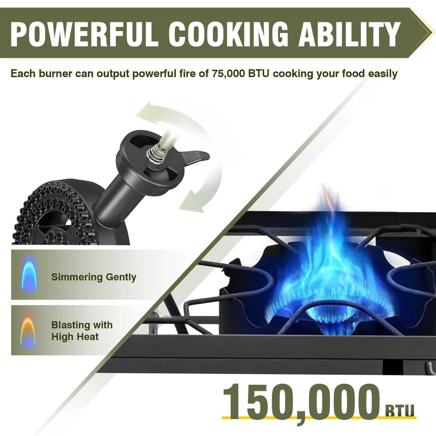 2 Burner Camping Stove Propane Grill With Regulator Hose