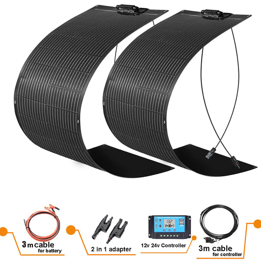 WUZECK 200W Flexible Solar Panel Kit With 12V/24V Controller