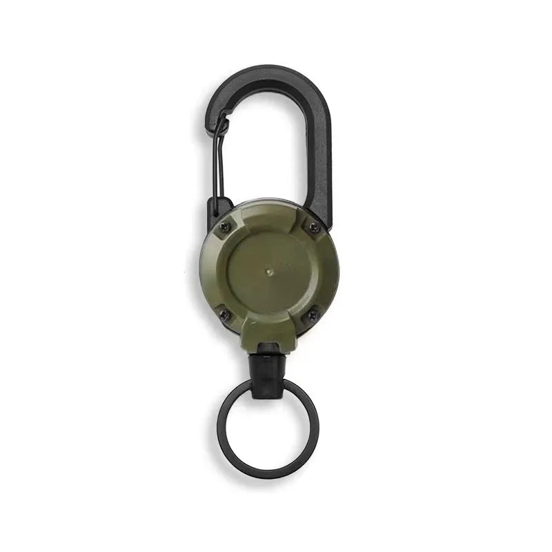Retractable Heavy Duty Carabiner With Steel Wire Rope Keychain Tool