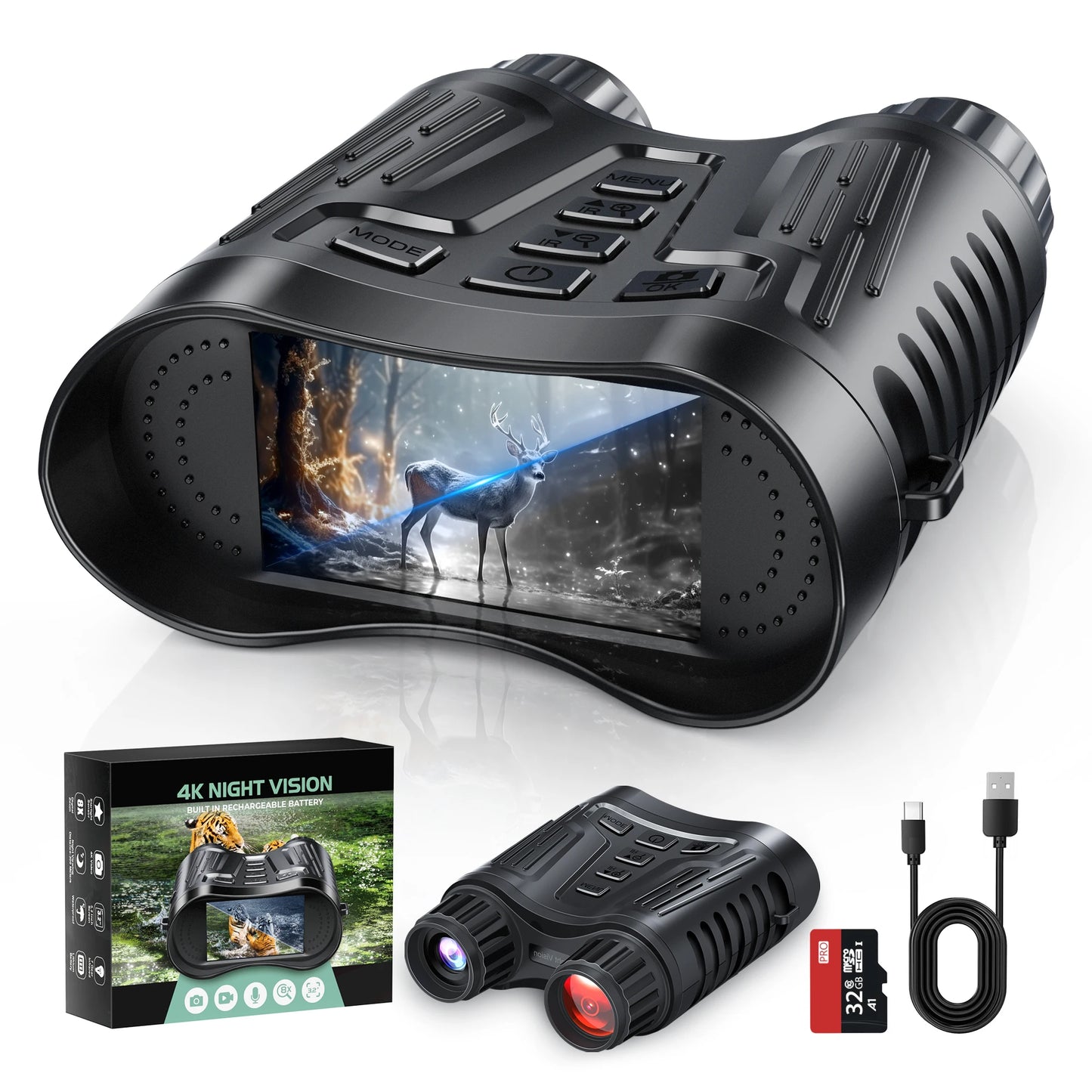 Letcmoi Rechargeable 4K Night Vision Telescope Infrared Binocular 8X Zoom