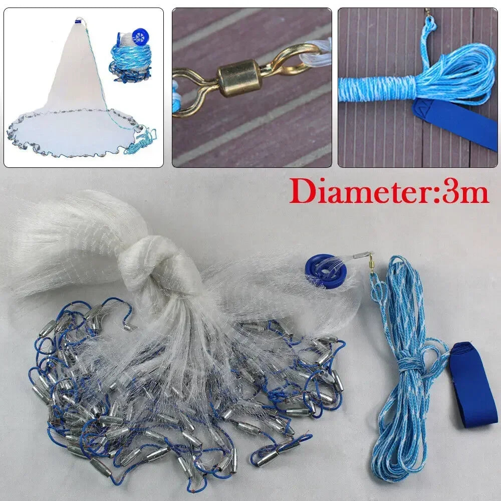 Telescopic Fishing Landing Net 3M Durable Nylon Mesh Foldable Portable