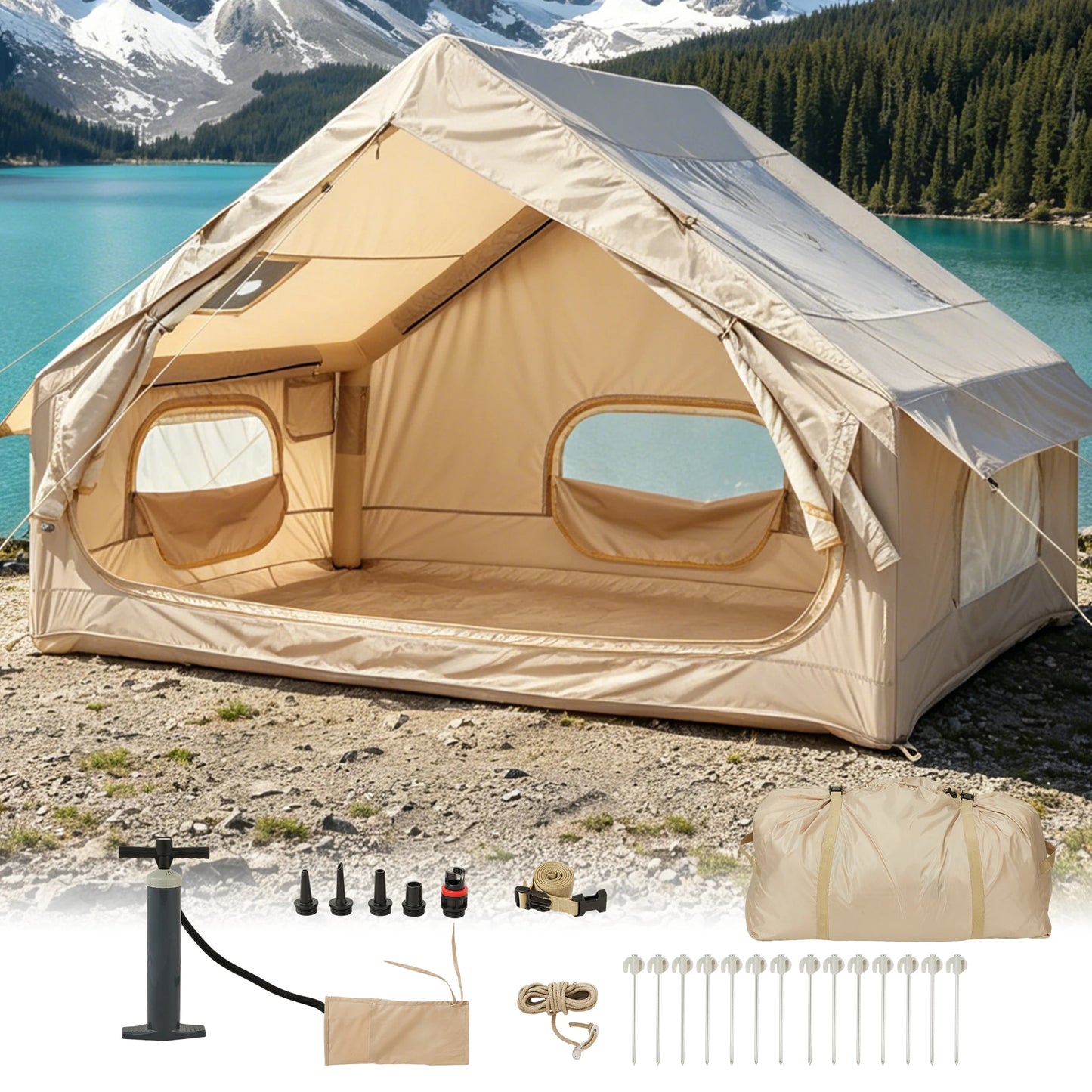 Spacious Waterproof Inflatable Camping Tent Easy Setup Outdoor Use
