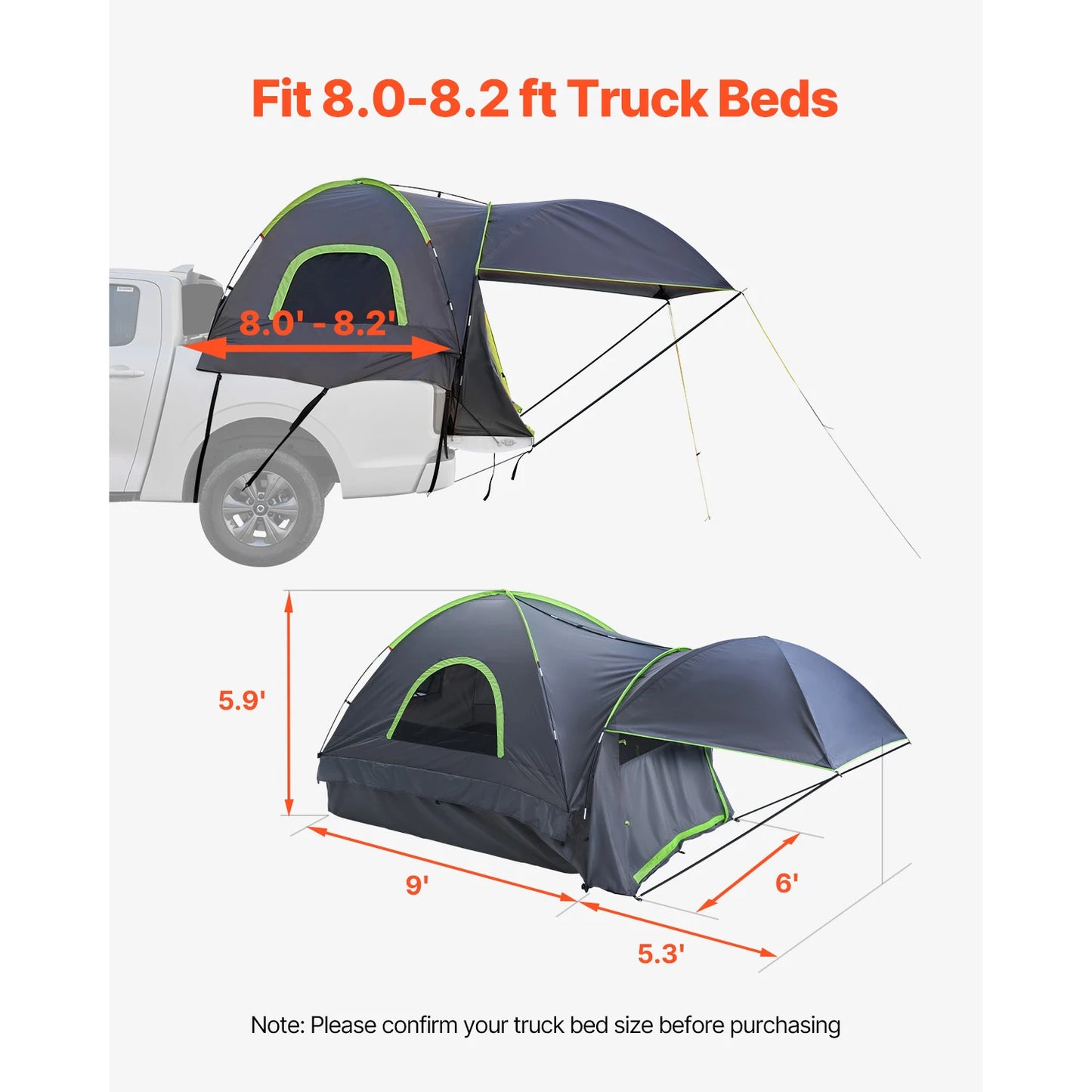 SucceBuy Pickup Truck Tent For Camping Waterproof PU2000 Two Person