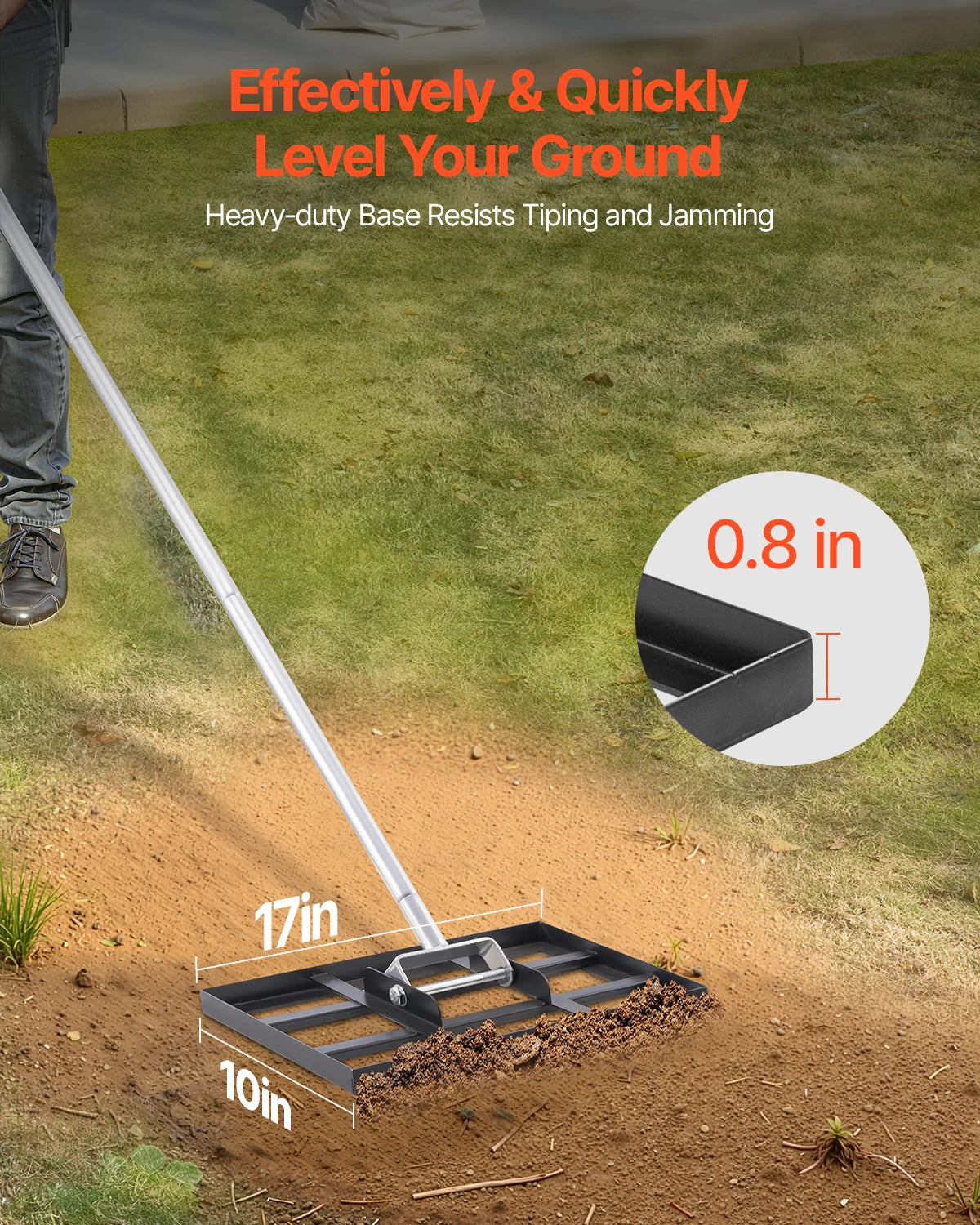VEVOR Lawn Leveling Rake With Ground Plate Carbon Steel