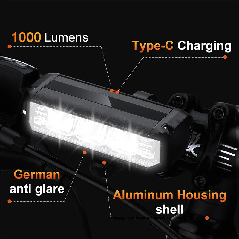 Front Bicycle Light USB Rechargeable With 4 Modes Waterproof