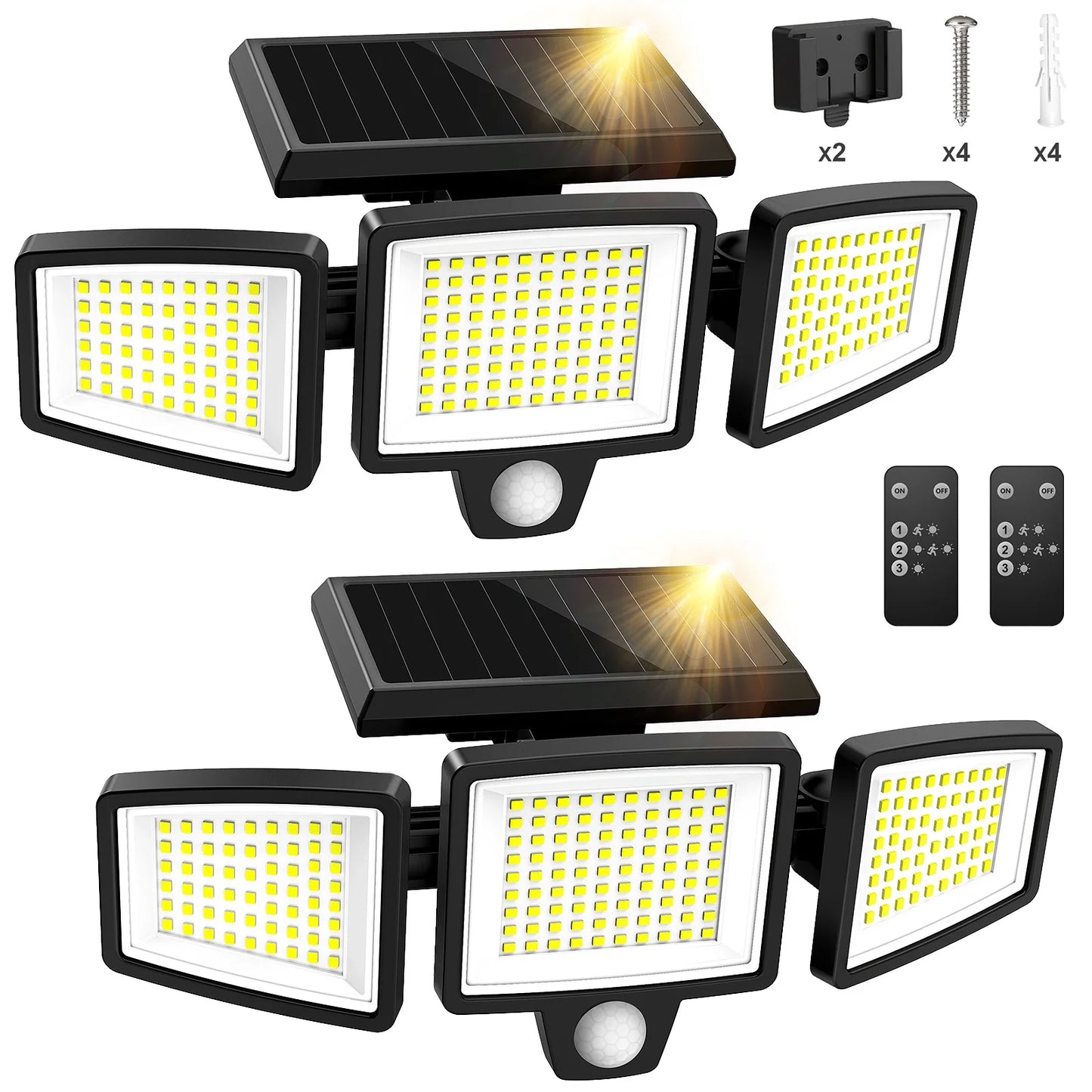 SZRSTH 3-Head Solar Motion Sensor Outdoor Light With Remote Control