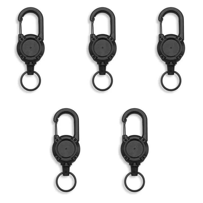 Retractable Heavy Duty Carabiner With Steel Wire Rope Keychain Tool