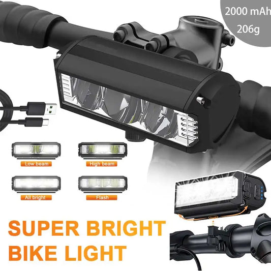 Front Bicycle Light USB Rechargeable With 4 Modes Waterproof