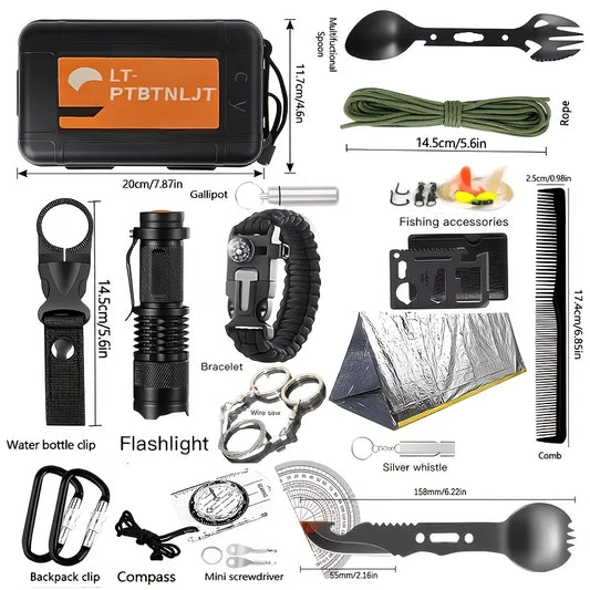 Men's Survival Kit Emergency Gear for Outdoor Camping and Hiking