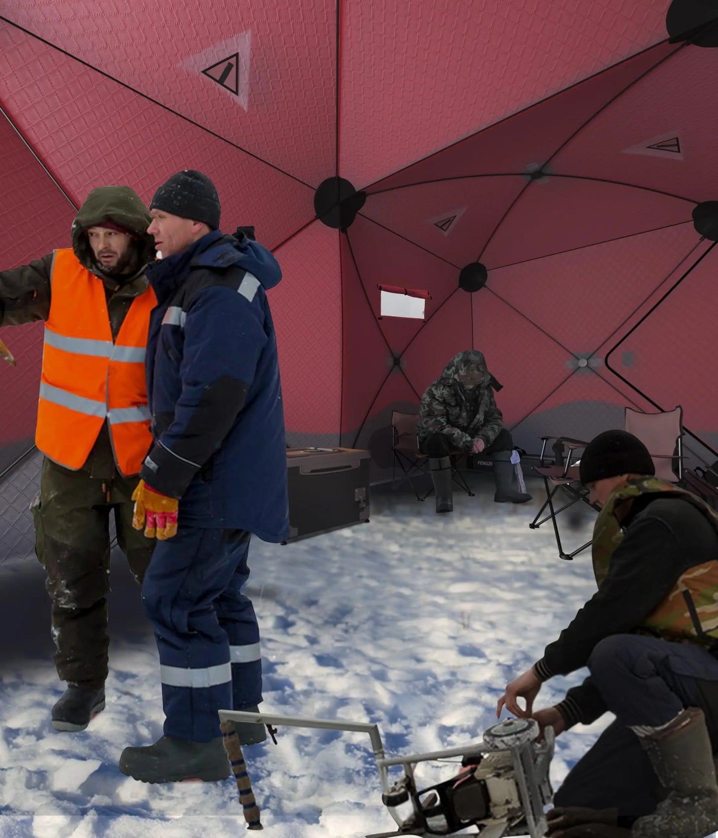 Pop Up Ice Fishing Tent Insulated Shelter Hub Style Windproof